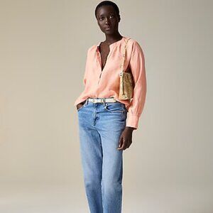 J. Crew Linen Cabana Top in Peach Clay